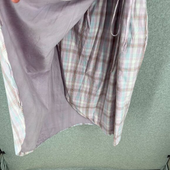 Sundance Willa Tulip Wrap Midi Dress Size 14 Plaid Check Purple Lavender Pockets - Picture 6 of 14